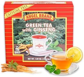 Angel Brand Organic Green Tea with Ginseng Tea Bags 25 – Created From Camellia Sinensis Plant Leaves & Ginseng Root - Enjoy Ginseng Tea Organic Balanced Flavor & Rich Nutrients With Health Benefits