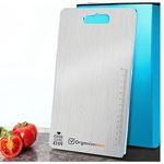 OrganizeMee Stainless Steel Chopping Board for Kitchen Heavy-Duty Cutting Board for Vegetables, Fruits Cutter, Meats, vegitable Chopper Boards, Premium Metal Chopping Board (Medium) (31.8CM X 21CM)
