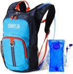 Shinylin 1 Pcs Kids Hydration Backpack with 1.5L Hydration Water Bladder Lightweight Water Backpack Hydration Pack (Blue)