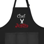 Custom Chef Apron for Men Women, Personalized Name Adult Aprons, Professional Aprons with 3 Pockets for Chefs, BBQ Apron,Cooking Gift for Fathers Day, Mothers Day (style 4)