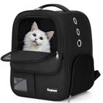 Cat Carrier Backpack,Pet Backpacks for Cats and Dogs, Foldable Portable Cat Bag with Breathable Mesh, Cog Backpack with Wide Comfortable Shoulder Straps and Handle, Holds Pets up to 6 kg,Black