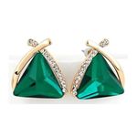 Shining Diva Fashion Green Crystal Gold Plated Cubic Zirconia Stud Earrings for Women(8772er)