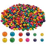 Tibapla 600 Pcs Colorful Wooden Beads, Assorted Color Round Wood Beads, 8-12mm Beads Hair Braid Beads, Natural Wooden Spacer Beads with Hole for Bracelets Necklace Earring Jewellery Making DIY Craft