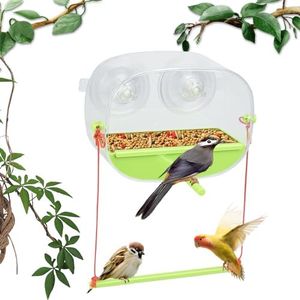 Bird Feeders, Window Bird Feeder, Outside Balcony Clear Suction Cups Windowsill Birdfeeders, High Capacity Oval Window Mount Bird Feeder for Outside Balcony