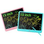 Deecam 2 Pack LCD Writing Tablet, 15 Inch Colorful Doodle Board for Kids, Drawing Tablet Boogie Board, Toy Gifts for 3–12-Year-Old Boy Girl (Pink and Blue)