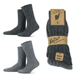 GoWith 1-2 Pairs Unisex Alpaca Wool Socks, Thermal Warm Cozy Merino Wool Socks, Heated Fuzzy Winter Boot Socks, Grey/Anthracite - 2 Pairs, 7.5-9.5