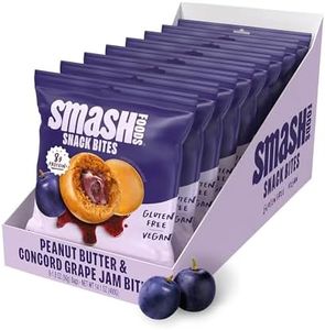 Smash Foods Grape Energy Bites | 5 Gluten-Free Vegan Snack Balls with No Sugar Added | 8g Protein, Superfood Jam, Chia Seeds | On-the-Go Convenience | Peanut Butter & Grape | 8 Packs