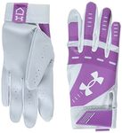 Under Armour Women's Standard Radar Softball Gloves, (101) White/Jellyfish/White, Medium