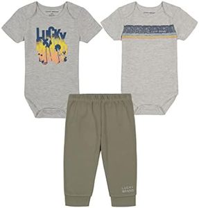 Lucky Sets boys 3 Pieces Pant Set, Heather/Shadow, 3/6M