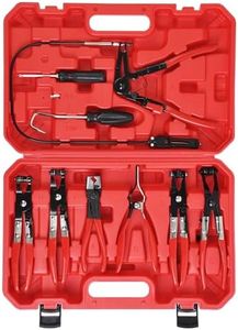 9PCS Hose Clamp Pliers for Fuel Oil and Water Hoses, Long Reach Hose Clamp Remover Kit with Flexible Wire Clic R Type Swivel Jaw Flat Band Pliers Set
