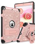 DUEDUE Case Compatible with iPad 9.7 Case 2017/2018,iPad Air 2 Case,iPad 6th/5th Generation Case,Glitter Hard PC Shockproof Durable Kickstand Protective Cover for iPad 9.7 for Women Girls,Rose Gold