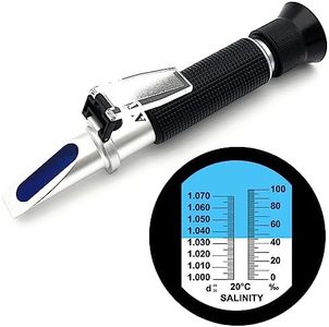 Hallocool Salinity Refractometer for Seawater Marine Fishkeeping Aquarium 0-100PPT & 1.000-1.070 Salinity Hydrometer Salinity Tester with with Automatic Temperature Compensation (ATC)