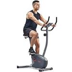 Sunny Health & Fitness Upright Exercise Bike, Compact Indoor Cycling Machine for Home Use, 8-Level Magnetic Resistance, 4-Way Adjustable Seat, Pulse Sensors, Quiet Ride, Bluetooth & SunnyFit App