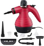 Comforday Multi-Purpose Handheld Steam Cleaner 9-Piece Accessories for Multi-Surface Stain Removal,Perfect for Stain Removal, Curtains, Car Seats, Floor, Bathroom(Red)