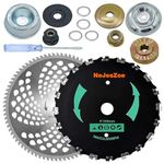 NeJesZoe 9” x 20T Chainsaw Tooth Brush Cutter Blades, 10" x 80 Teeth Carbide Tip Weed Eater Saw Blade with Universal Adapter Kits, 4 Washers for Brush Cutters, String Trimmers, and Weed Wreckers