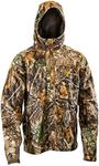 HOT SHOT Men’s Camo Rain Jacket, Breathable Lightweight Jacket with Waterproof Hood for Hunting, Fishing, Hiking, Camping, Realtree Edge, Large