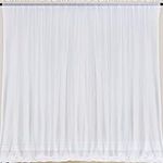 10x10 White Tulle Backdrop Curtains for Parties, Sheer Backdrop Curtain Wedding Photo Backdrop Drapes for Baby Shower Photography Birthday Party (White)