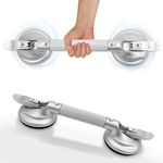 KosmoCare Suction Grab Bar | Tool Free Shower Handle | Portable Grab Bar | Safety Rail for Handicap Elderly Senior | Quick (Dis) Assemble | Heavy Duty | 21 inch Silver - Crest Series