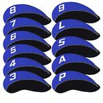 Craftsman Golf 11pcs/Set Neoprene Iron Headcover Set with Large No. for All Brands Callaway,Ping,Taylormade,Cobra Etc. (Blue & Black)