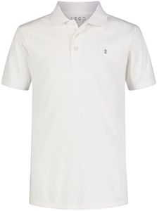 IZOD Boys' Performance Golf Grid Short Sleeve Stretch Collared Polo Shirt, White, 4