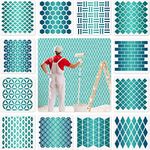 12 Sets Geometric Honeycomb Stencils Painting Art Templates Stencils for Scrapbooking Drawing Tracing DIY Furniture Wall Floor Decor (11.8 x 11.8 Inch)