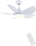 Newday Ceiling Fan with Lights, 30'' Small Modern Ceiling Fan with 5 Reversible Blades, Remote Controls, Adjustable Color Temperature for Indoor, White