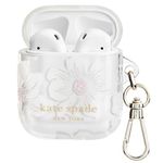 Kate Spade New York AirPods Protective Case with Keychain Ring - Hollyhock Cream, Compatible with AirPods 2nd/ 1st Generation