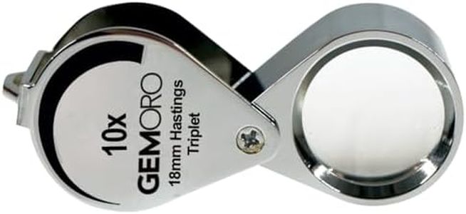 GemOro Jewelers Loupe Magnifier | Chrome Hastings Triplet 10x Jewelry Eye Loop Magnifying Glass Monocle for Watch Repair Diamonds Coins Plants Gems Stamps Rings Earrings | Pocket Microscope (18mm)