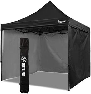 OUTFINE Canopy 10x10 Pop Up Commercial Canopy Tent with 3 Side Walls Instant Shade, Bonus Upgrade Roller Bag, 4 Weight Bags, Stakes and Ropes (Black, 10*10FT)