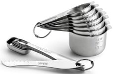 Spring Chef Stainless Steel Measuring Cups and Measuring Spoons Set of 14 with Leveler, Nesting Kitchen Metal Measuring Cups and Spoons Set for Dry and Liquid Ingredients, Perfect for Cooking & Baking