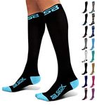 SB SOX Compression Socks (20-30mmHg) for Men & Women - Best Socks for Running, Medical, Athletic, Varicose Veins, Travel, Pregnancy, Shin Splints, Nursing. (Black/Blue, Medium)