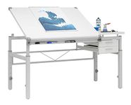 Graphix II Pro Line Split Top Height Adjustable Drafting, Drawing Table with 39.5" x 30" Tilting Top in White