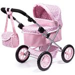Bayer Design - Trendy 13002AA Doll's Pram, Height-Adjustable, Foldable, with Shoulder Bag and Shopping Basket, 68 x 40 x 64 cm