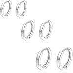 3 Pairs Sterling Silver Hoop Earrin