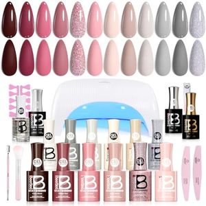 Beetles Stay Shining 23 Pcs Gel Nail Polish Kit with UV Light,, 12 Color Nail Manicure Studio Kit Cozy Elegance and Base Gel Glossy &Matte Top Coat Cuticle Oil & Nails Tools, DIY Salon-Quality at Home