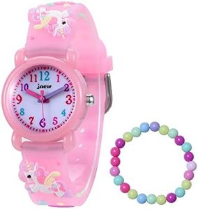 MUXIJIA Relojes de Pulsera para Niñas de 3 a 10 años, 3ATM / 30M Impermeable Analógicos Cuarzo Reloj 3D Dibujos Animados Correa de Silicona Reloj para Niños (+Pulsera de Niñas)