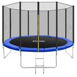 tectake® Outdoor Trampoline for Kids & Adults - Robust Sports Equipment with Tear-Resistant Net, Strong Springs, Stable Frame, Safety Enclosure, Edge Cover, Ladder - Weather Resistant - 13ft / 4m