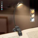 Vekkia LuminoLite Rechargeable 7 LED Book Light, Clip-on for Reading in Bed, 3 Color & 3 Brightness Adjustable, 70 Hrs Wireless Reading, White, Plastic