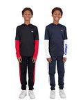 Hind Boys 4-Piece Active Long Sleeve Quick Dry T-Shirt and Athletic Jogger Sweatpant Set Kids Clothes for Sports and Running (Black-Blue, numeric_8)