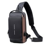 Anti thief Crossbody Sling bag,Waterproof Shoulder Casual Backpack,Chest Bag Daypack with USB Charger,Fit for 9.7'' ipad, Black-2, 13 in x 7.1 in x 3.5 in