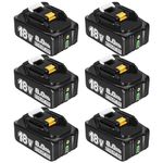 BL1860 8.0Ah Replacement Lithium-ion Battery for Makita 18V Battery BL1850B BL1850 BL1830 BL1840 Compatible with Cordless Power Tools for Makita Battery 18V with LED Indicator 6 Pack