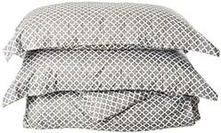 CELINE LINEN Luxury Silky Soft Coziest 1500 Thread Count Egyptian Quality 3-Piece Duvet Cover Set |Quatrefoil Pattern| Wrinkle Free, Full/Queen, Grey
