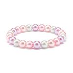 Glass Pearl Round Beaded Stretch Bracelet for Women