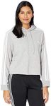 adidas Women's Essentials 3-Stripes Cropped Hoodie, Medium Grey Heather/White, Medium