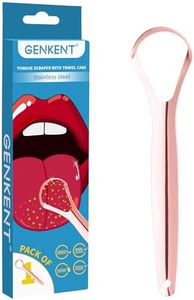 GENKENT Tongue Scraper Reduce Bad Breath, Medical Grade Metal Cleaner, Reusable Healthy Oral Hygiene Brushes for Adults and Kids(Rose Gold)