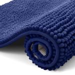 Kitinjoy Non Slip Chenille Bath Mat, Extra Soft Bathroom Mat, Super Absorbent Fluffy Bath Mats for Bathroom, Machine-Washable Quick Dry Bath Rug Foot Mat, 16"x24", Navy