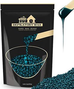 Hard Wax Beads, Lifestance 1lb Waxing Beads, Brazilian Bikini Wax with 10 Applicators, Blue Wax for Face, Body, Legs, Pearl Beads for Wax Warmers