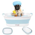 Collapsible Pet Bathtub with Water Drain Plug, Small Pets Portable Bath Tub for Puppy Small Dogs Cats, Portable & Space Saving Design, Blue