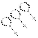 TOYANDONA 3pcs Jesus Cross Bracelet Elastic Stretch Beaded Bracelets Blessing Bracelet for Women Girls Men
