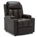 More4Homes STUDIO RECLINER w DRINK HOLDERS ARMCHAIR SOFA BONDED LEATHER CHAIR RECLINING CINEMA (Brown)